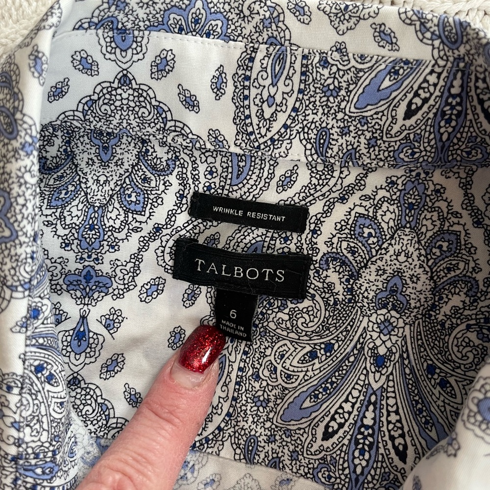 Talbots Unique Paisley Button-Up Shirt Women’s Size 6 - Picture 12 of 13